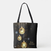 Goldene Weihnachtsschmuck Shiny Stars Schwarz Tasche (Rückseite)