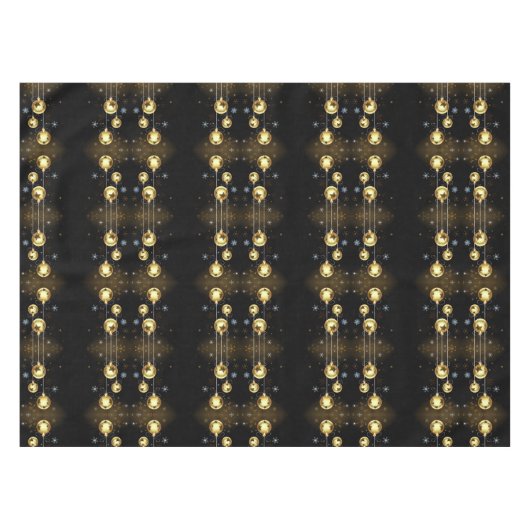 Goldene Weihnachtsschmuck Shiny Stars Schwarz Tischdecke (Vorderseite (Horizontal))