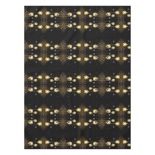 Goldene Weihnachtsschmuck Shiny Stars Schwarz Tischdecke (Vorderseite)