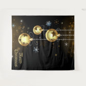 Goldene Weihnachtsschmuck Shiny Stars Schwarz Wandteppich (Vorderseite (Horizontal))