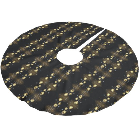 Goldene Weihnachtsschmuck Shiny Stars Schwarzer Pi Polyester Weihnachtsbaumdecke (Schrägansicht)