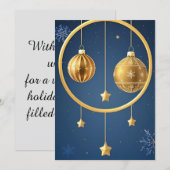 Goldene Weihnachtsschmuckstücke Hängend Feiertagskarte (Vorne/Hinten)