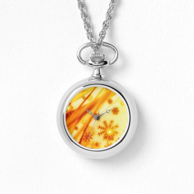 Goldene Weihnachtsschneeflocken Armbanduhr (Vorderseite)