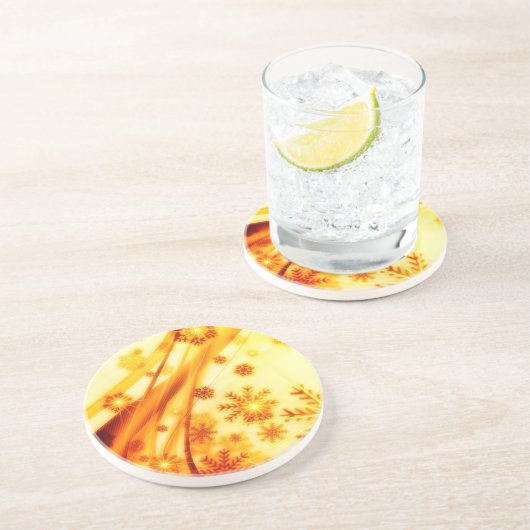 Goldene Weihnachtsschneeflocken Getränkeuntersetzer (Seite)