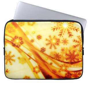 Goldene Weihnachtsschneeflocken Laptopschutzhülle