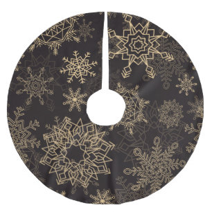Goldene Weihnachtsschneeflocken Muster 1 Polyester Weihnachtsbaumdecke