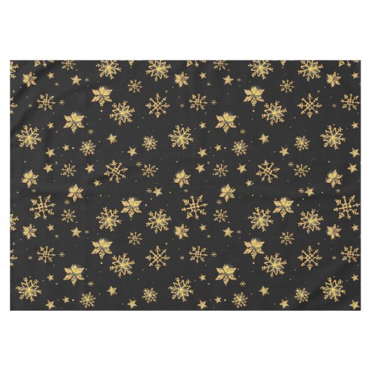 Goldene Weihnachtsschneeflocken Muster Tischdecke (Vorderseite (Horizontal))
