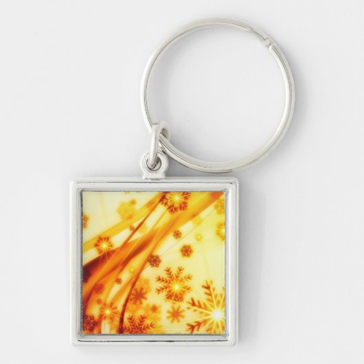 Goldene Weihnachtsschneeflocken Schlüsselanhänger (Vorne)