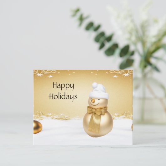 Goldene Weihnachtsschneezeit Postkarte (Stehend Vorderseite)