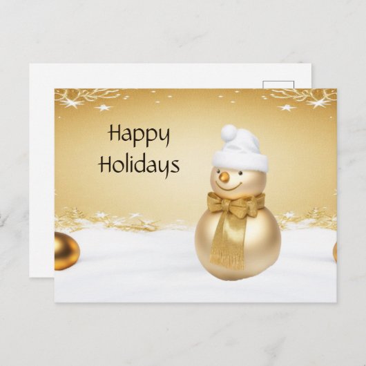 Goldene Weihnachtsschneezeit Postkarte (Vorne/Hinten)