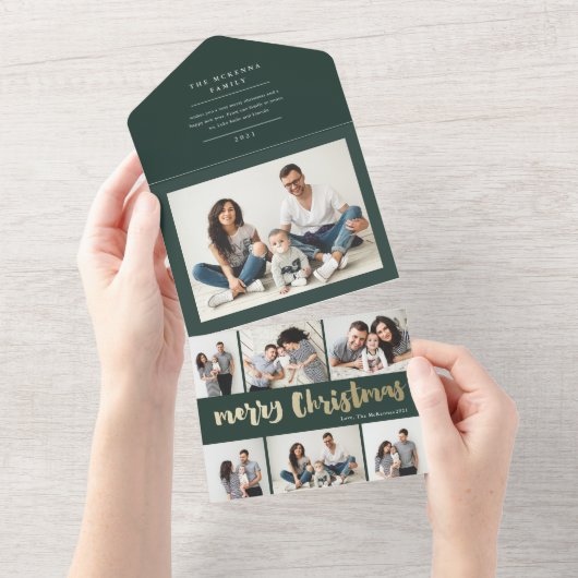 Goldene Weihnachtsskripte im Foto All In One Einladung (Abreißen)