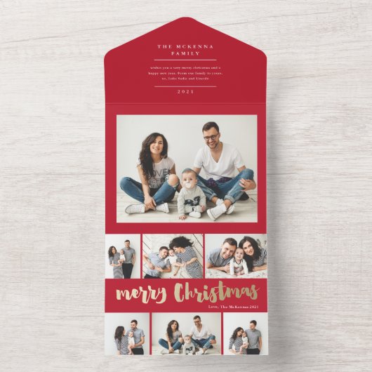 Goldene Weihnachtsskripte im Foto All In One Einladung (Innen Boden)