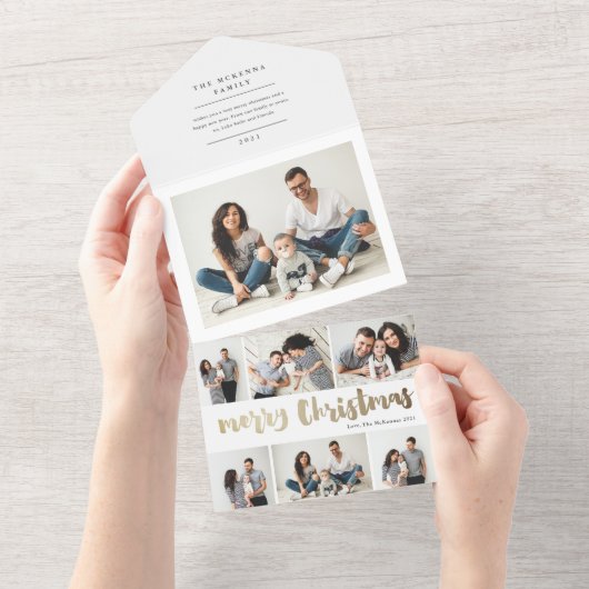 Goldene Weihnachtsskripte im Foto All In One Einladung (Abreißen)