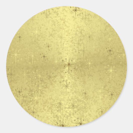 Goldene Weihnachtsstars auf Imitate Foulpapier Runder Aufkleber (Vorderseite)