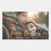 Goldene Weihnachtsstars Foto elegant Rechteckiger Aufkleber (Vorderseite)