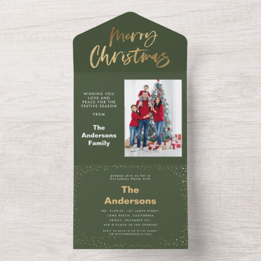 goldene Weihnachtssterne Foto Urlaub All In One Einladung (Innen Boden)