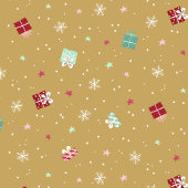 Goldene Weihnachtssterne, Geschenke, Schneeflocken Geschenkpapier