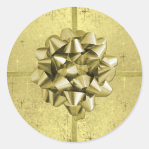 Goldene Weihnachtssterne, Ribbons & Bow auf Fohlen Runder Aufkleber