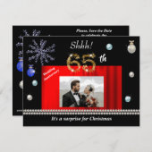 Goldene Weihnachtsüberraschung 65. Hochzeitstag Einladung (Vorne/Hinten)