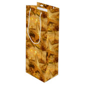 Goldene Weihnachtswein Geschenktasche Geschenktüte Für Weinflaschen (Vorderseite Schrägansicht)