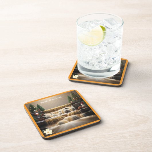 "Goldene Weihnachtswünsche" Getränkeuntersetzer (Rechte Seite)