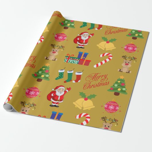 Goldene Weihnachtsymbole Geschenkpapier (Ungerollt)