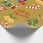 Goldene Weihnachtsymbole Geschenkpapier (Ecke)
