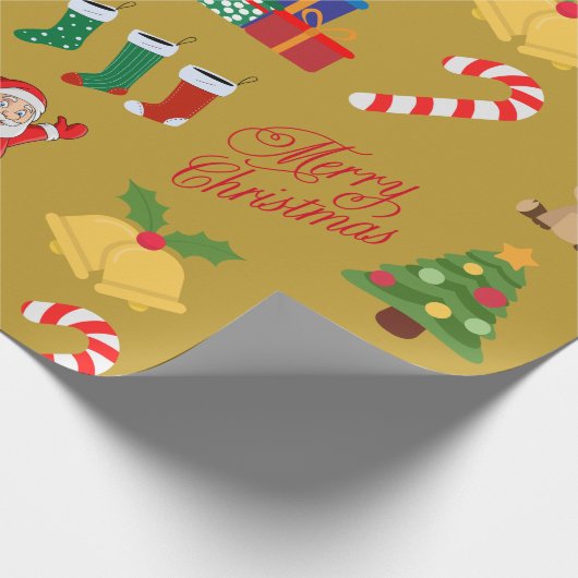 Goldene Weihnachtsymbole Geschenkpapier (Ecke)