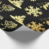 Goldene Weihnachtszahlen auf schwarzem Packpapier (Ecke)