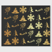 Goldene Weihnachtszahlen auf schwarzem Packpapier (Flach)