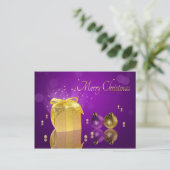 Goldene Weihnachtszeit-Geschenkboxen Feiertagspostkarte (Stehend Vorderseite)