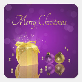 Goldene Weihnachtszeit-Geschenkboxen Quadratischer Aufkleber