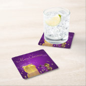 Goldene Weihnachtszeit-Geschenkboxen Rechteckiger Pappuntersetzer (Vor Ort)