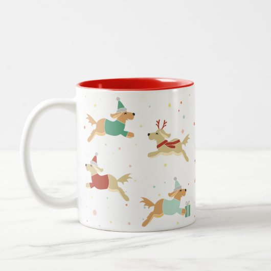 Goldene Weihnachtszeit-Tasse Zweifarbige Tasse (Links)