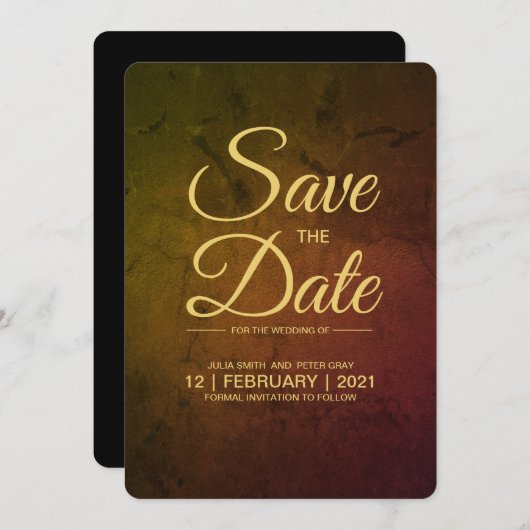 Goldene Weinschrift Save the Date Einladung (Vorne/Hinten)