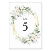 Goldene weiße Blüte der Hochzeitsfeier Tischnummer (Rückseite)