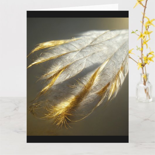 Goldene weiße Federn Karte (Gelbe Blume)