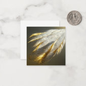 Goldene weiße Federn Mitteilungskarte (Vorderseite/Rückseite Beispiel)