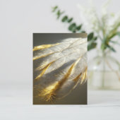 Goldene weiße Federn Postkarte (Stehend Vorderseite)