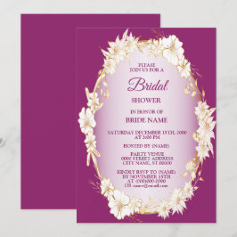 Goldene Weiße Florale Rosa Hochzeit Brautparty Einladung