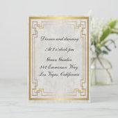 Goldene weiße Marmorpilzempfangskarte Einladung (Stehend Vorderseite)