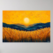 Goldene Weizenfelder bei Sonnenuntergang, Ölgemäld Poster (Vorne)