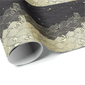 Goldene Welle, papierähnliche Textur. Geschenkpapier (Rolleneckpunkt)