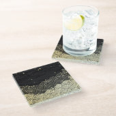 Goldene Welle, papierähnliche Textur. Glasuntersetzer (Schrägansicht)