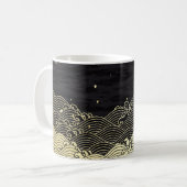 Goldene Welle, papierähnliche Textur. Kaffeetasse (Vorderseite Links)