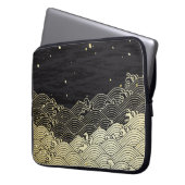 Goldene Welle, papierähnliche Textur. Laptopschutzhülle (Vorderseite Links)