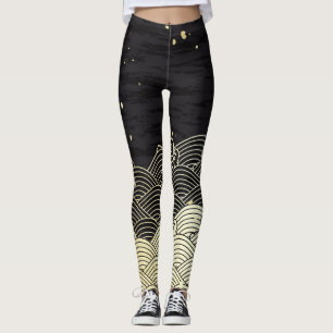 Goldene Welle, papierähnliche Textur. Leggings