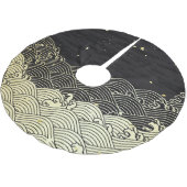 Goldene Welle, papierähnliche Textur. Polyester Weihnachtsbaumdecke (Schrägansicht)