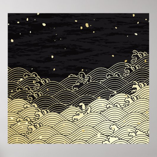 Goldene Welle, papierähnliche Textur. Poster (Vorne)