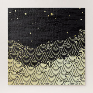 Goldene Welle, papierähnliche Textur. Puzzle